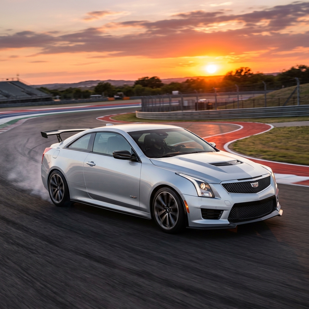 ATS-V Coupe on the track at sunset